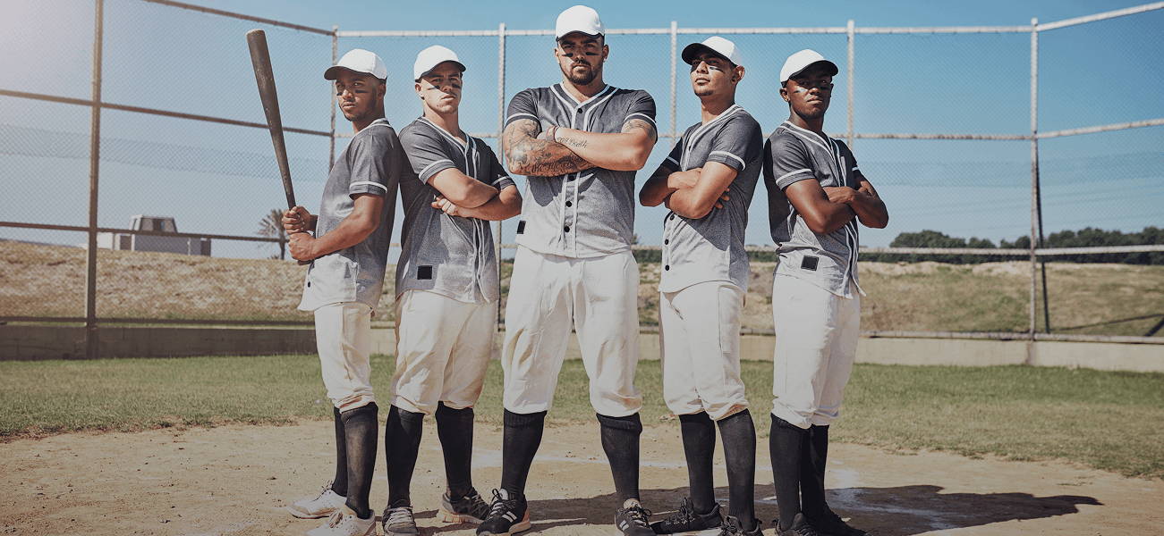 Baseball Team in Custom Uniforms