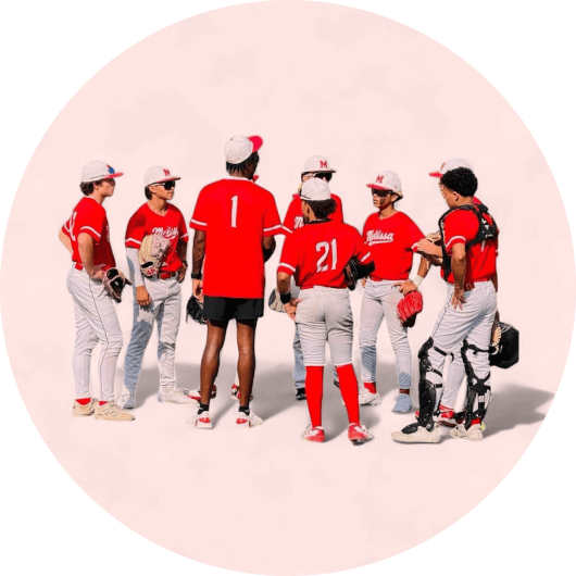 Baseball team in custom uniforms